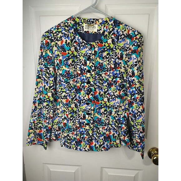 Showa Dress VTG Woman 9 Blazer Button Front Colorful Long Sleeve Professional - Picture 1 of 12